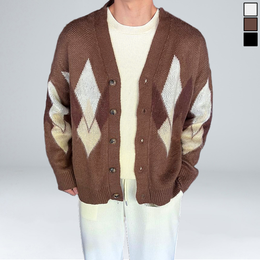 이황에프엔씨 남자 모헤어 아가일 니트 가디건 (6370-1) 77,970원