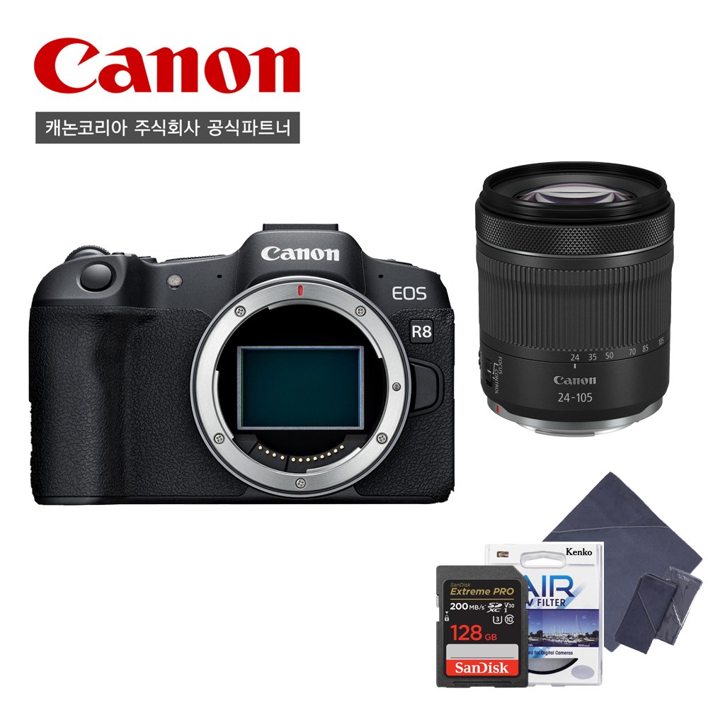 [캐논공식파트너] 캐논 EOS R8/RF24-105mm F4-7.1 IS STM패키지/128GB/필터/프로텍팅클로스 2,249,950원