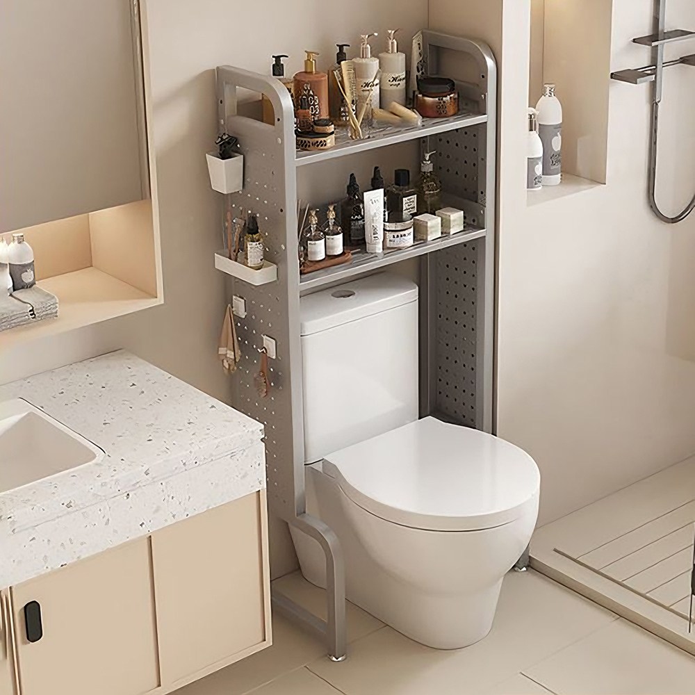 욕실 화장실 튼튼한 스탠드형 선반 2단/3단 변기위수납선반, 2단, 그레이 190,000원