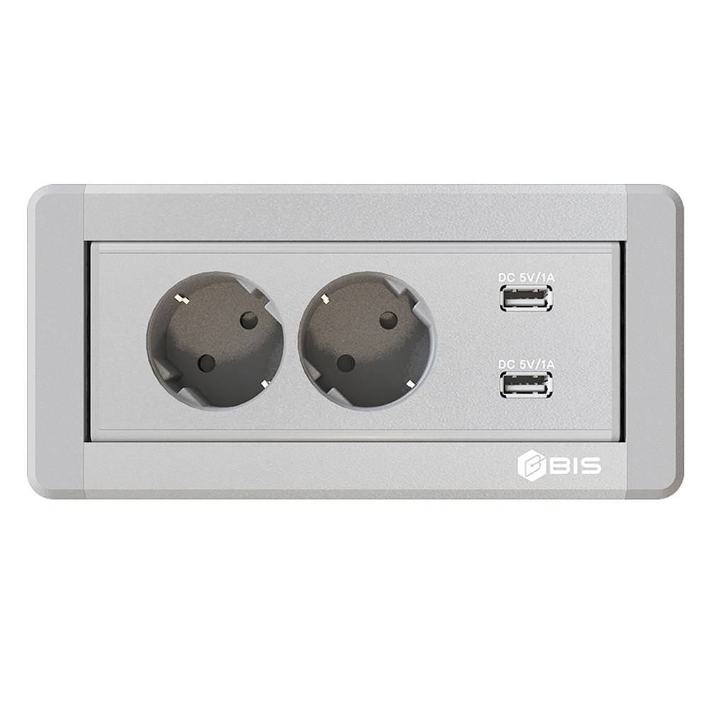 BIS 빌트인콘센트 BID-202M 실버 2구 USB 멀티회전 콘센트, 1개 53,000원