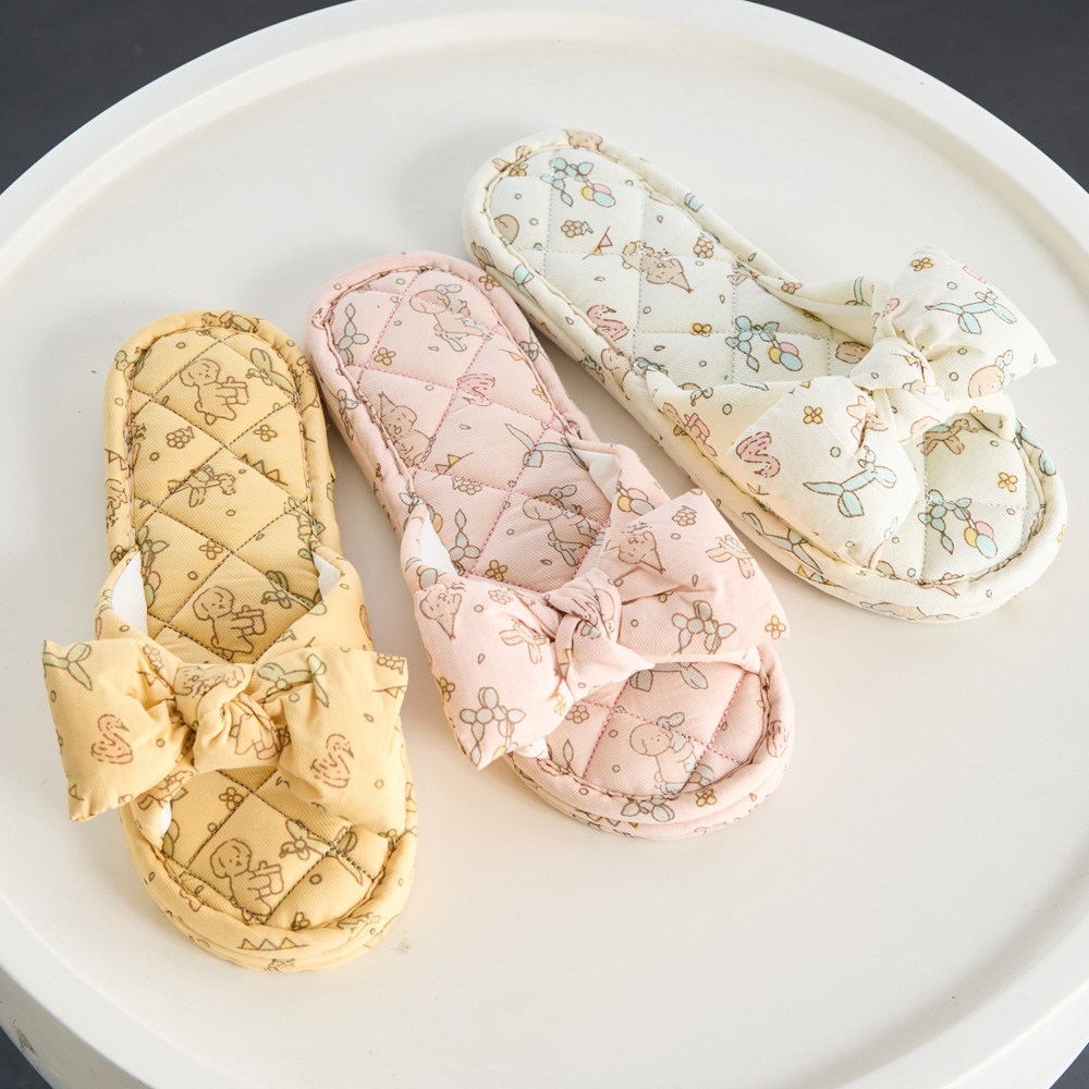 1+1 2종 3중 쿠션 면 실내화 삼중 슬리퍼 캐릭터 거실화 미끄럼방지 층간소음방지, 1개, 2)아이보리+옐로우 13,900원