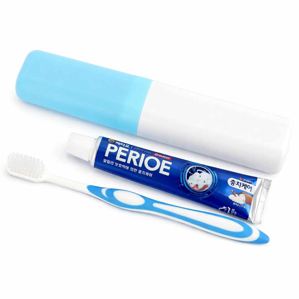 페리오 치약50g+2중 미세모 칫솔+양치컵 보관용 케이스 1,000원