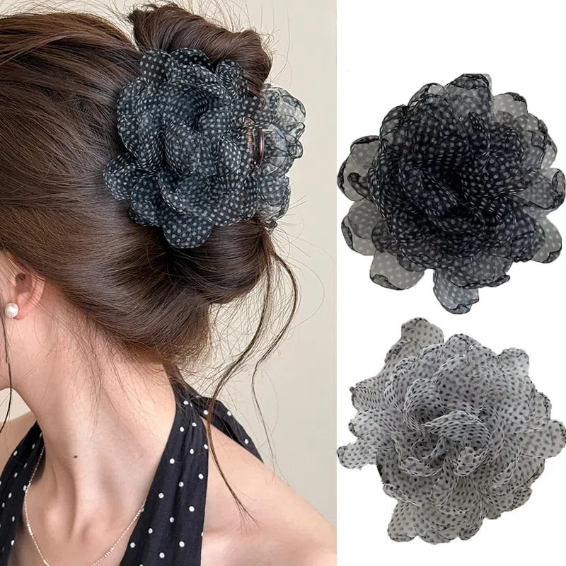 ZMBIRD 2종세트 도트 플라워 올림머리 집게핀 N460 8,400원