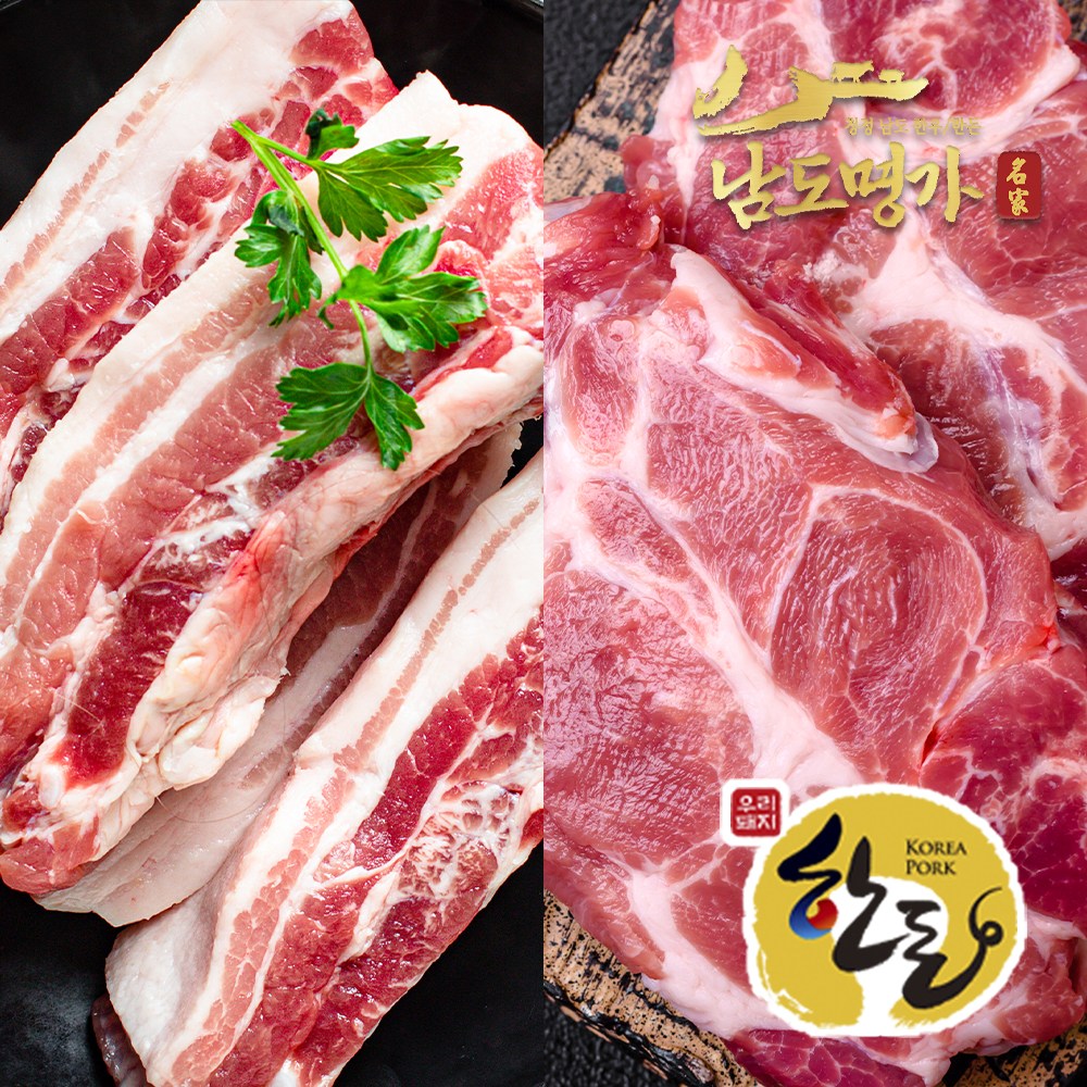 [남도명가] 한돈 녹돈 삼겹살400g+생목살400g (총800g/1등급/구이용/냉장), 1개, 800g 28,780원