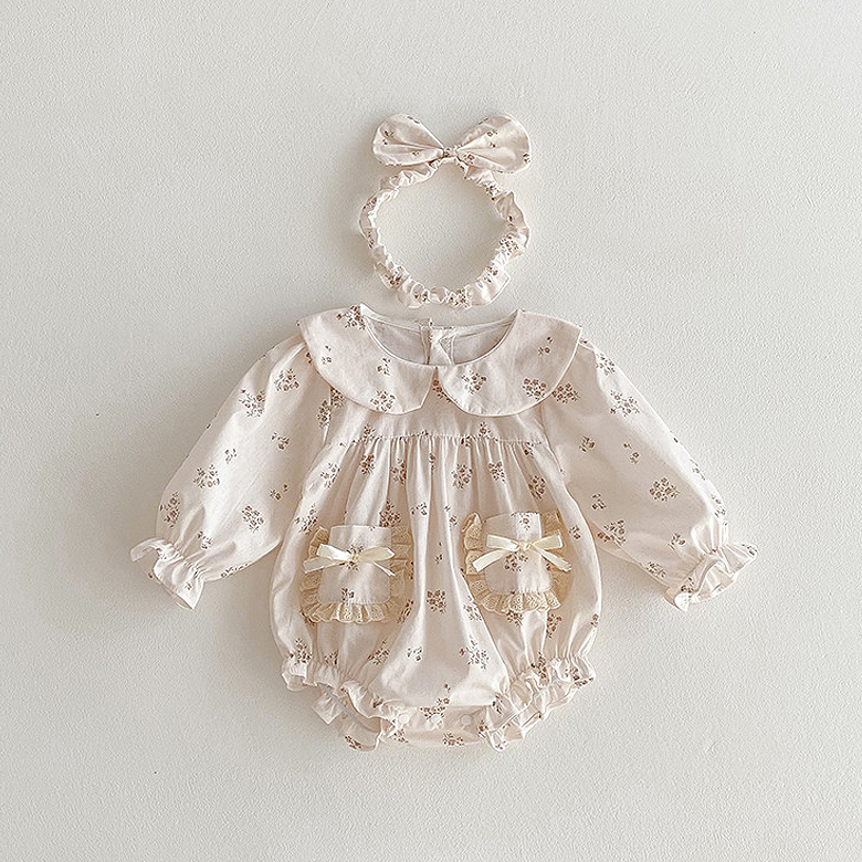 스타도어 유아용 플라워 리본포켓 긴팔수트 헤어밴드세트 31,100원