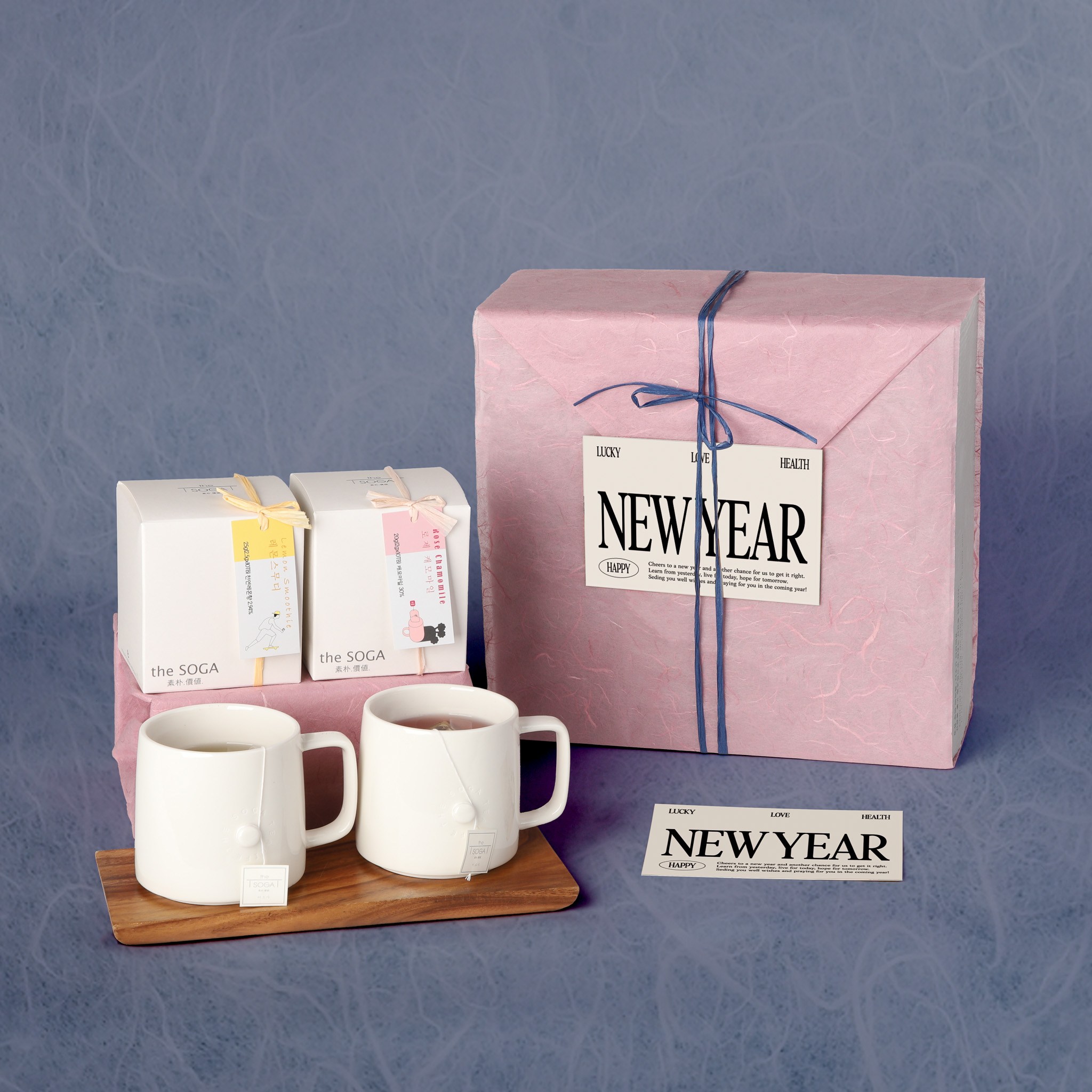 [더소가] [한지포장&엽서증정] 딤플 티머그 + 블렌딩티 티박스 for two 선물세트 차세트 티백선물, 1세트, 티를 직접 선택하고자 하시면 배송메모에 기재해주세요 50,000원