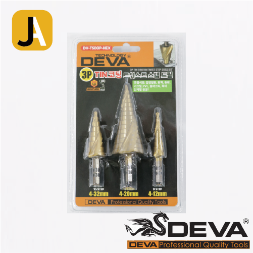 DEVA 데바 트위스트 스텝드릴 세트 3P 임팩기리 철판 알루미늄판 동판 23,800원
