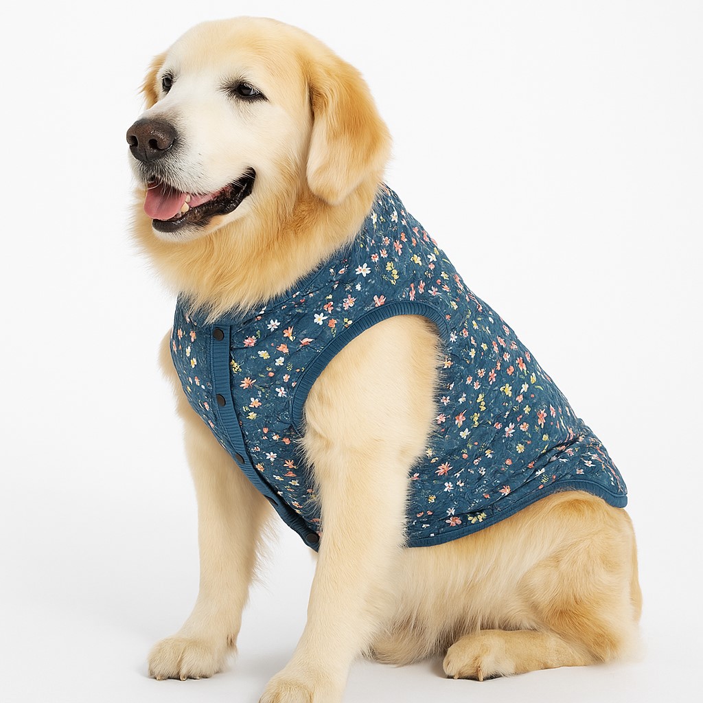 강아지 대형견 겨울 옷 누빔 김장 할매 조끼 패딩, 1개, 블루 39,300원