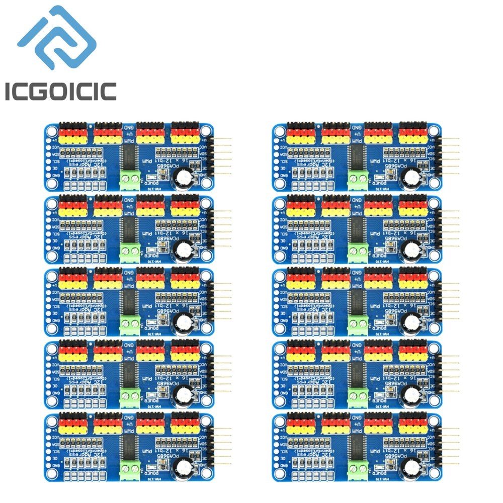 컨트롤러 IIC 인터페이스 채널 보드 16 12 드라이버 서보 및 개 1 로봇 PWM 모터 비트 PCA9685 파이용 10 45,600원