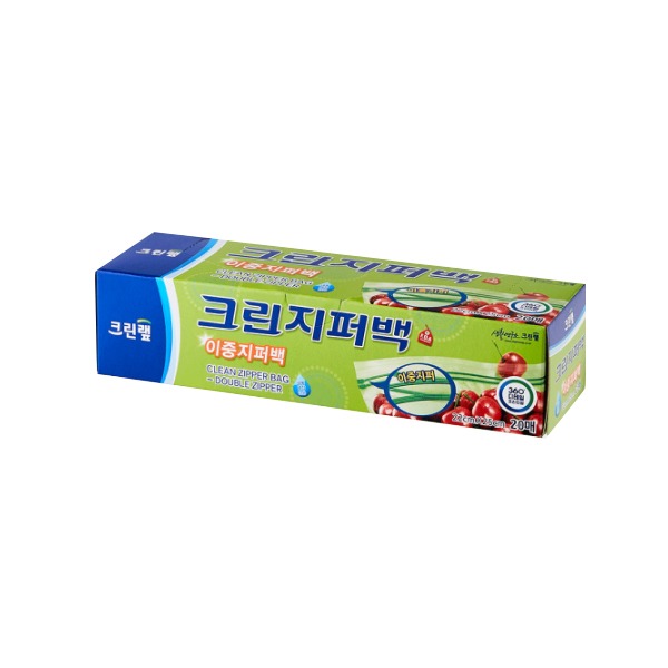 (크린랲) 이중 지퍼백 22cmx25cm 중 20매 크린랩, 1개, 본상품 3,600원