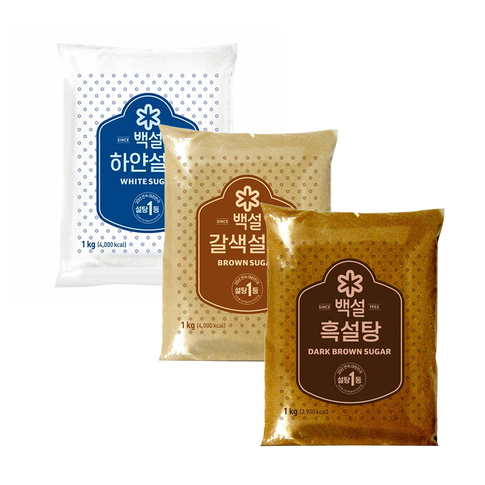 올따옴 추천 백설 하얀설탕 1kg+갈색설탕 1kg+흑설탕 1kg, 1kg, 3개 8,960원