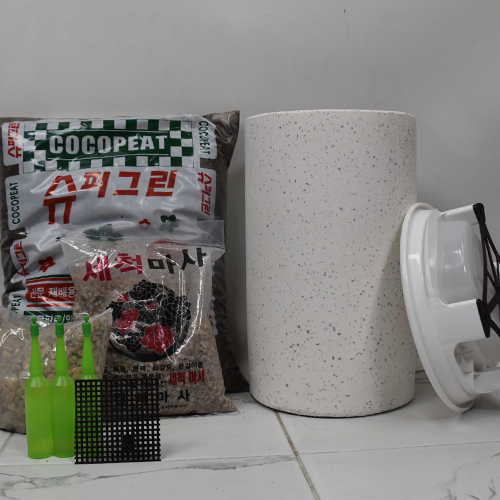 모던레시피 높은 원형 시멘트 테라조 화분 간편 분갈이 세트 / 중형 대형 실내 인테리어용 롱 실린더 디자인 세척 마사 난석 분갈이흙 서랍식 받침 포함 49,900원