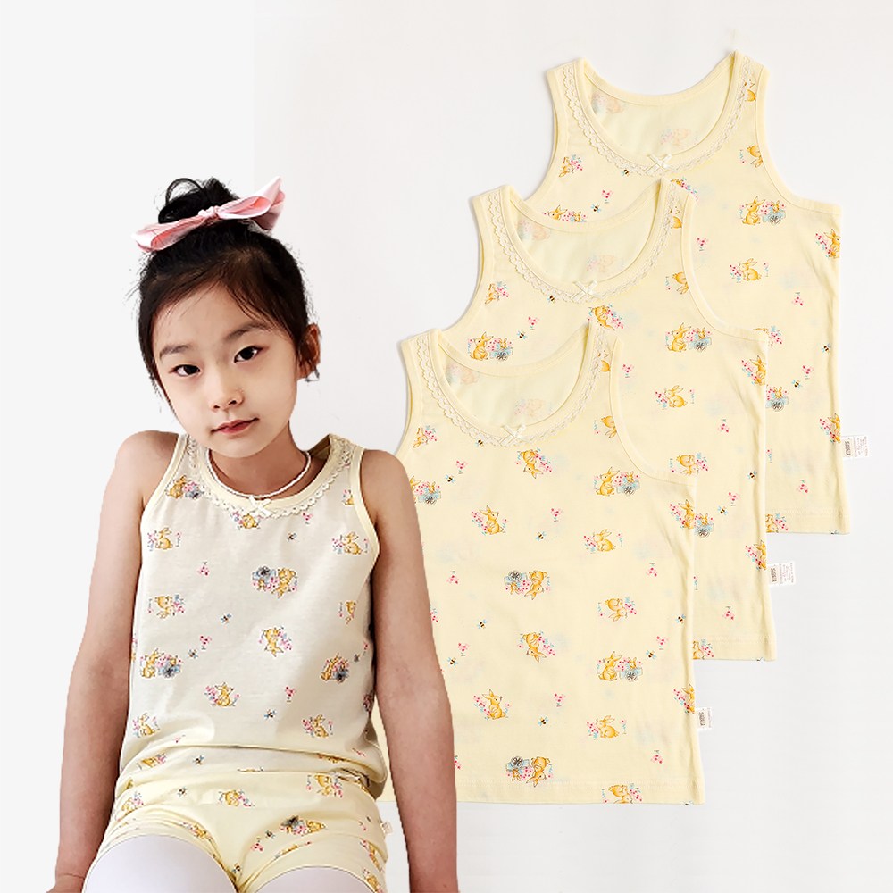 [샤랄라] 여아런닝 국산 순면 무형광 토끼 3매입 세트 26,700원