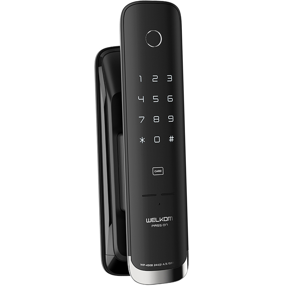 솔리티 웰콤 패스온 무타공 푸시풀 디지털손잡이 있음 도어락 지문인식 WP-450B + 카드키 2p 134,970원