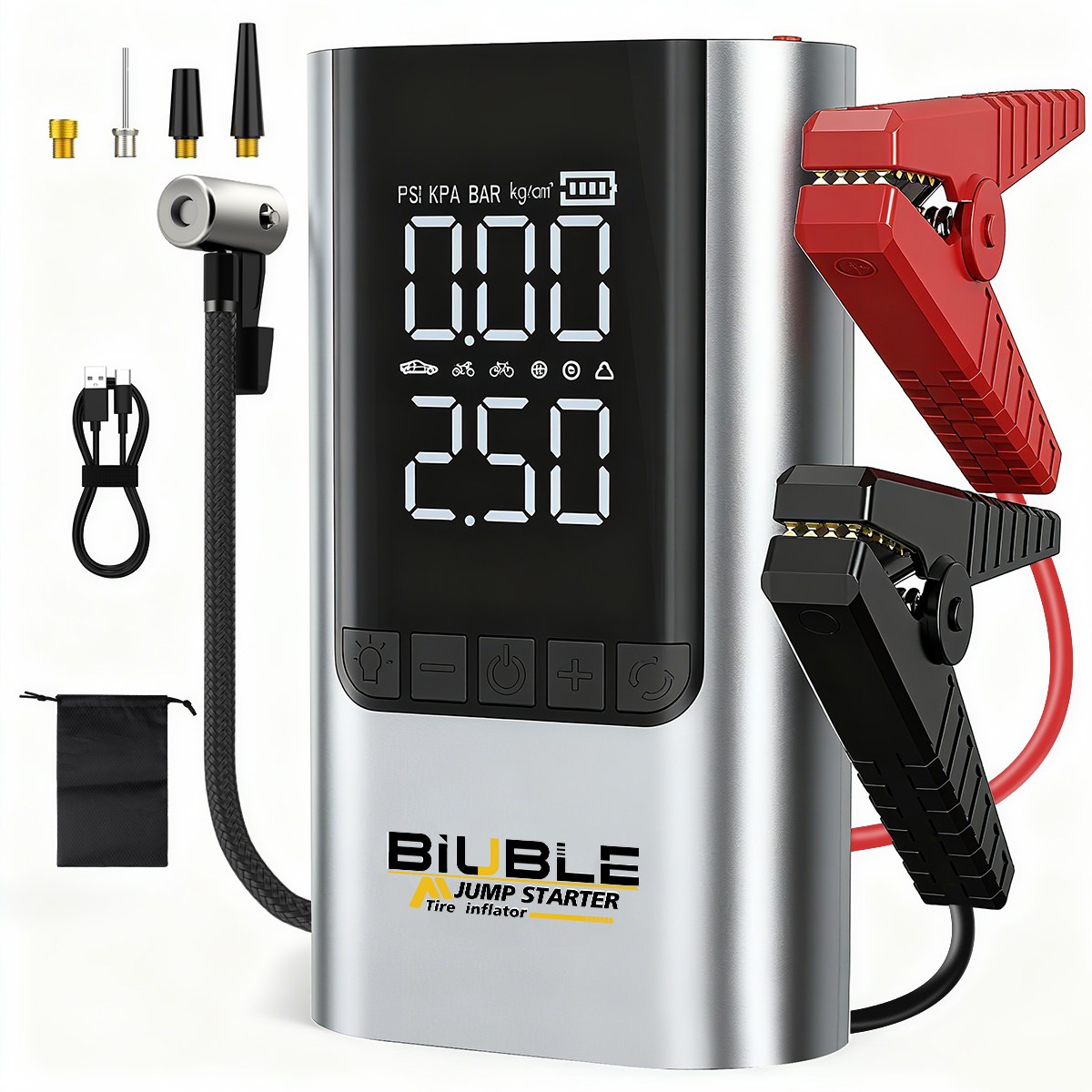 BIUBLE 3000A 자동차 시동 전원 점프스타터 에어펌프 보조배터리 자동차 밧데리 충전기 12V, 1개, 8000mAh 81,000원