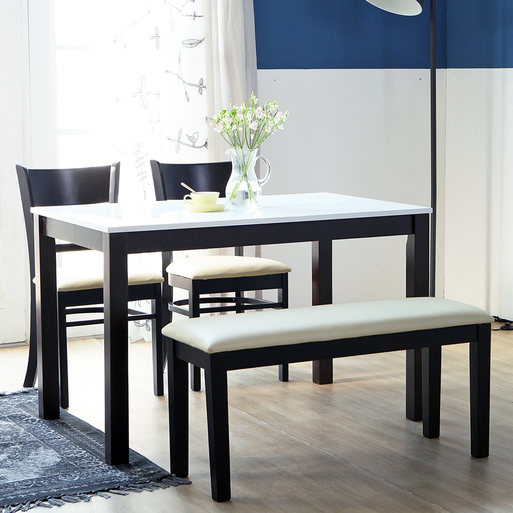 베스트리빙 캘빈 웬지 1200 4인용 화강암 대리석 세라믹 식탁세트/의자2개+벤치형의자1개/테이블세트 2color 방문설치, 01.투톤대리석 279,000원