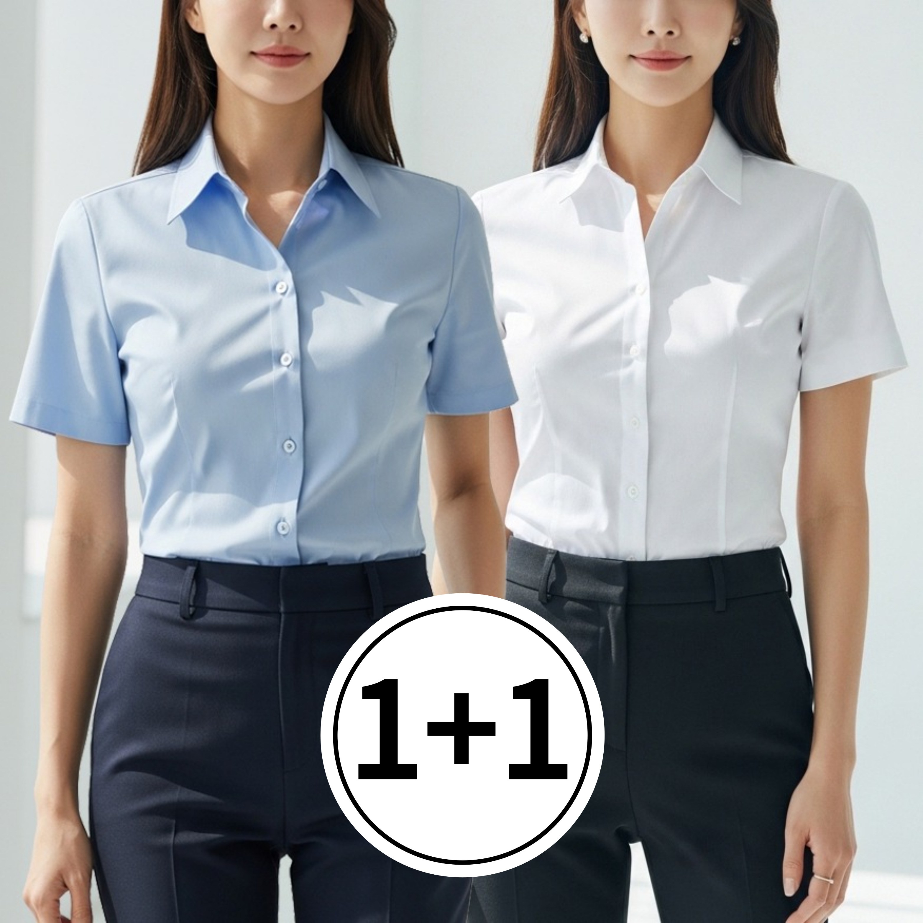 수지나 링클프리 여성 셔츠 오피스 반팔 블라우스 2종세트 29,800원