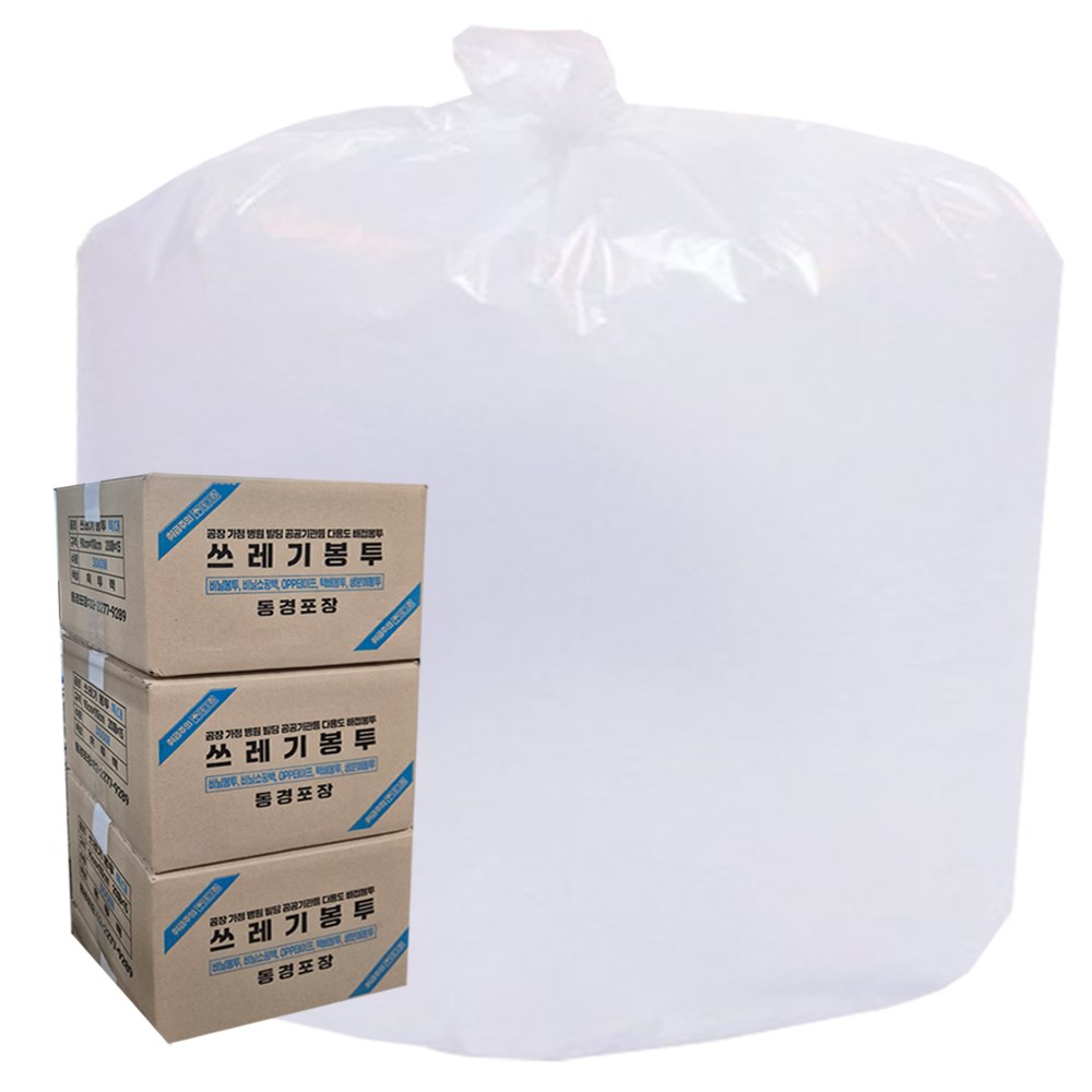 [비닐어게인] 쓰레기봉투 재활용 분리수거 비닐봉투 배접봉투 투명 소형 중형, 1000개, 60L 42,500원