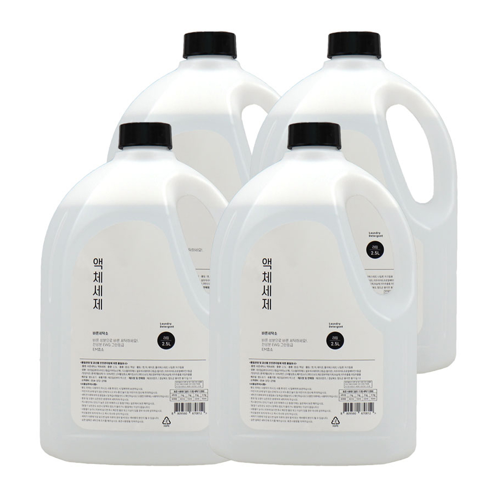 바른세탁소 액체세제 라임향 본품, 4개, 2.5L, 현재가 9,900원