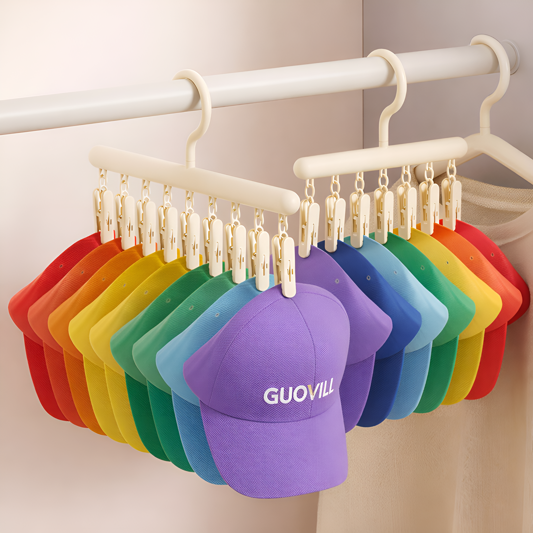 구오빌 다용도 집게형 모자걸이 회전형 대량수납 잡화 옷걸이, 1+1, 2개, 크림화이트 16,200원