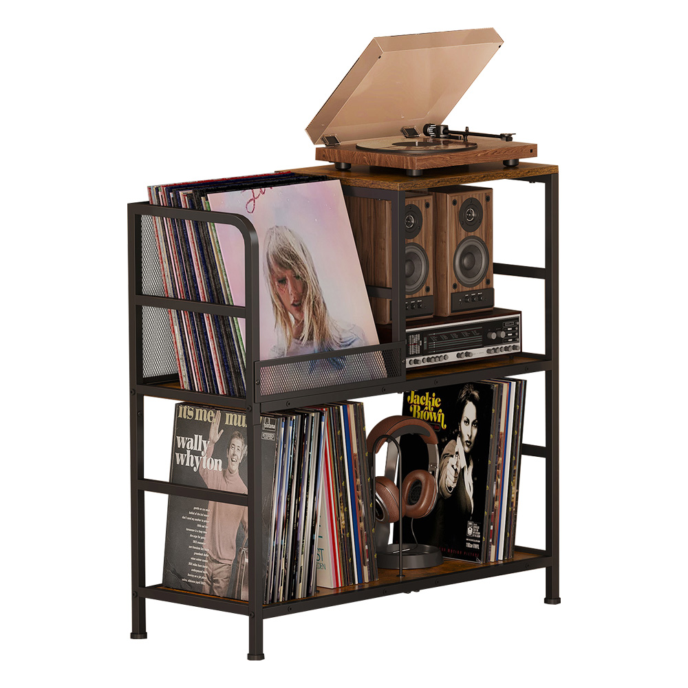 MeFun 빈티지 LP수납장 엘피장 턴테이블 보관함 장식장 다기능 매거진랙 레코드 거치대, 블랙 119,000원