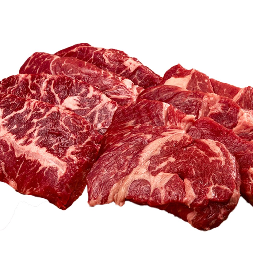 [헤비스테이크] 부채살+등심 스테이크(냉장 당일발송) 1.44kg(부채살180gX4팩+등심180gX4팩) 개별소포장, 1.44kg, 1개 89,400원