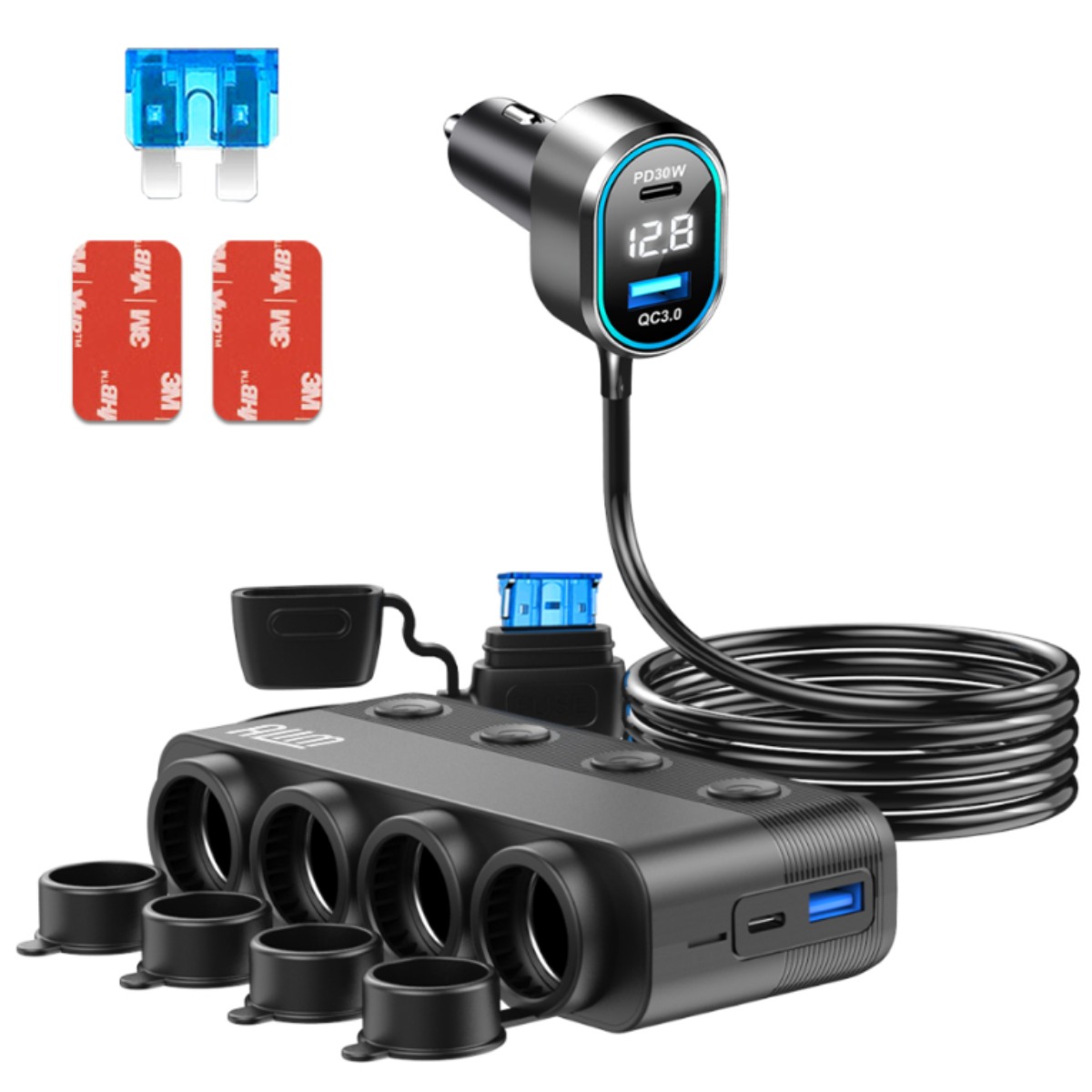 고출력 4구 차량용 스위치 멀티 시거잭 소켓 자동차 C타입 초고속 충전기 23,050원