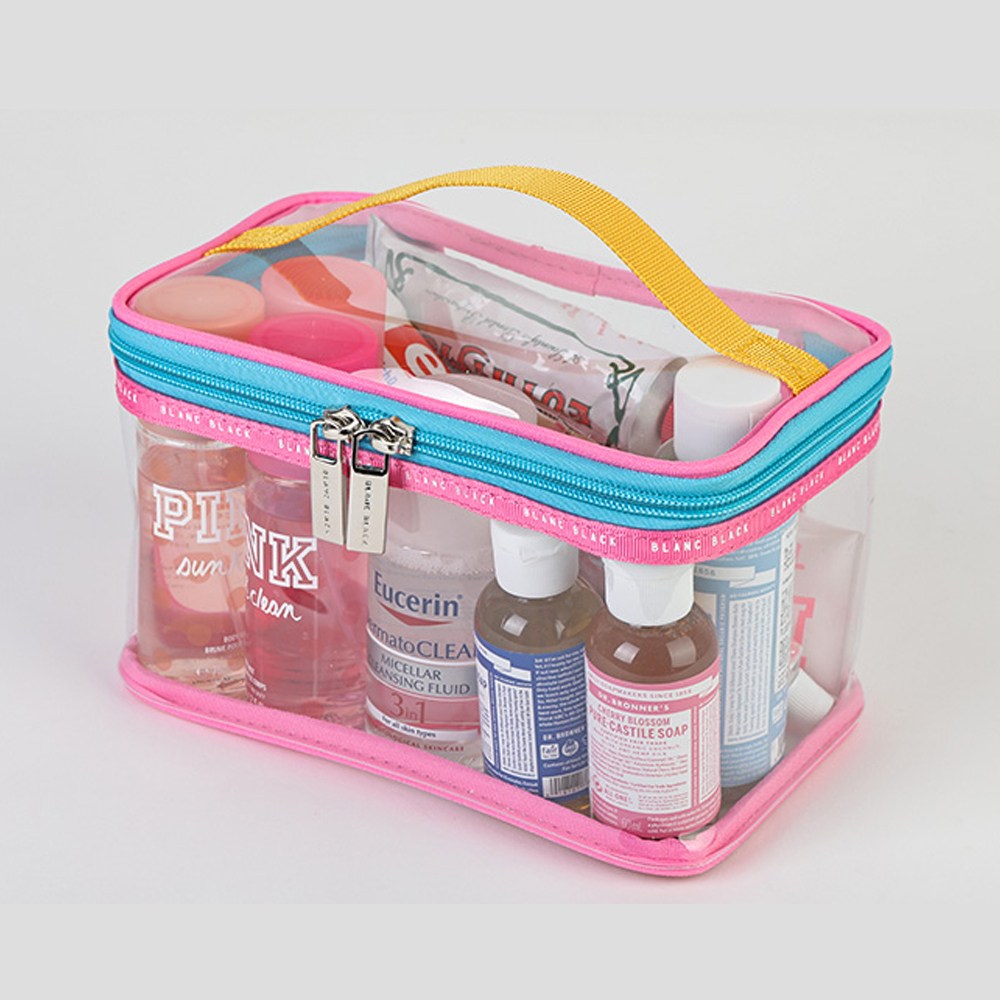 블랑블랙 컬러팝 비비드 사각 투명 파우치 휴대용 여행 화장품 가방 17,500원
