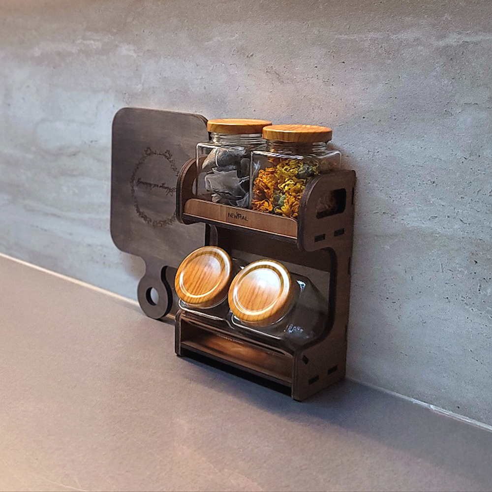 유리 양념통 2층 정리대세트 (정리대+유리병4개 포함), 1개 15,900원