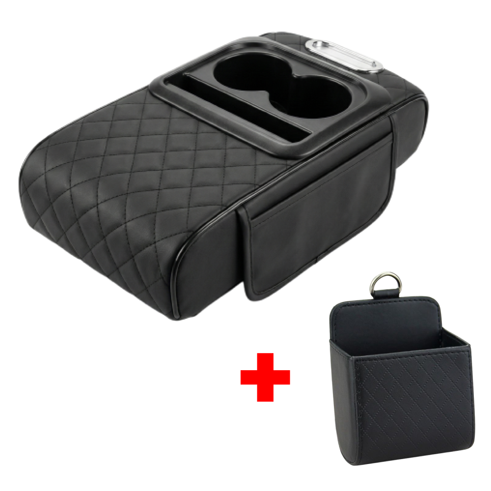 자파믹스 차량용 팔걸이쿠션 콘솔박스 수납함 자동차 콘솔쿠션 컵홀더, 블랙(송풍구 수납 포켓 증정), 1개 13,900원