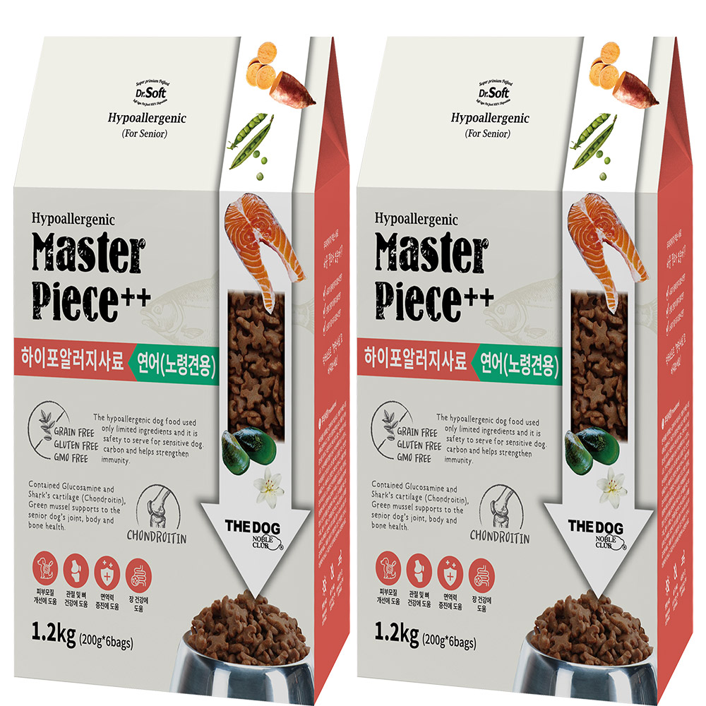 더독 노령견용 닥터소프트 명작 하이포알러지 소프트사료, 연어, 1.2kg, 2개 33,750원