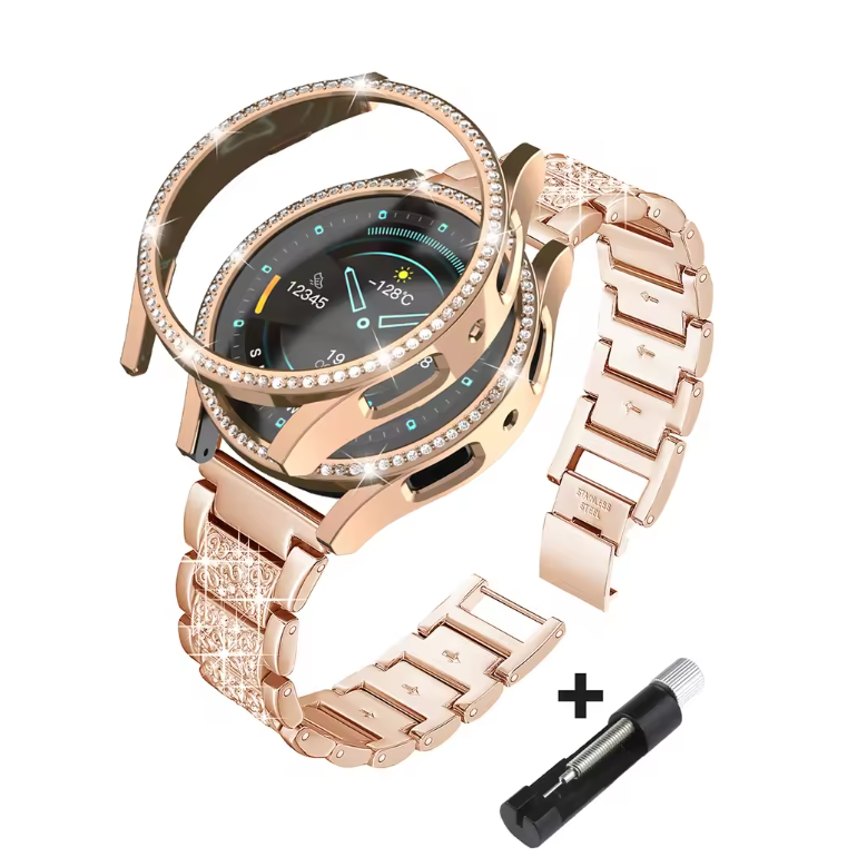 [세트] 갤럭시워치7 애플워치 호환 클래식 큐빅 브레이슬릿 메탈 스트랩 시계줄 줄질 다이아 큐빅 보호커버 (보호커버+스트랩) 23,590원