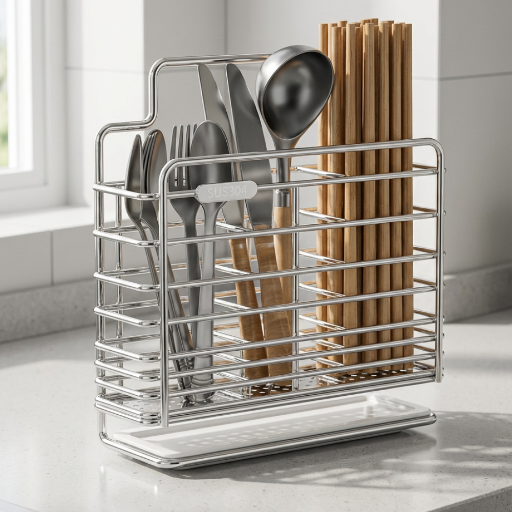 베리블루 304 스텐 물빠짐 수저통 3구, 1개, 실버 10,000원