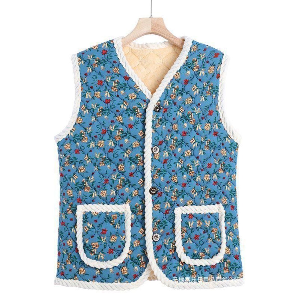 엘에이스 꽃무늬 누빔 양털 보온 조끼 8,550원