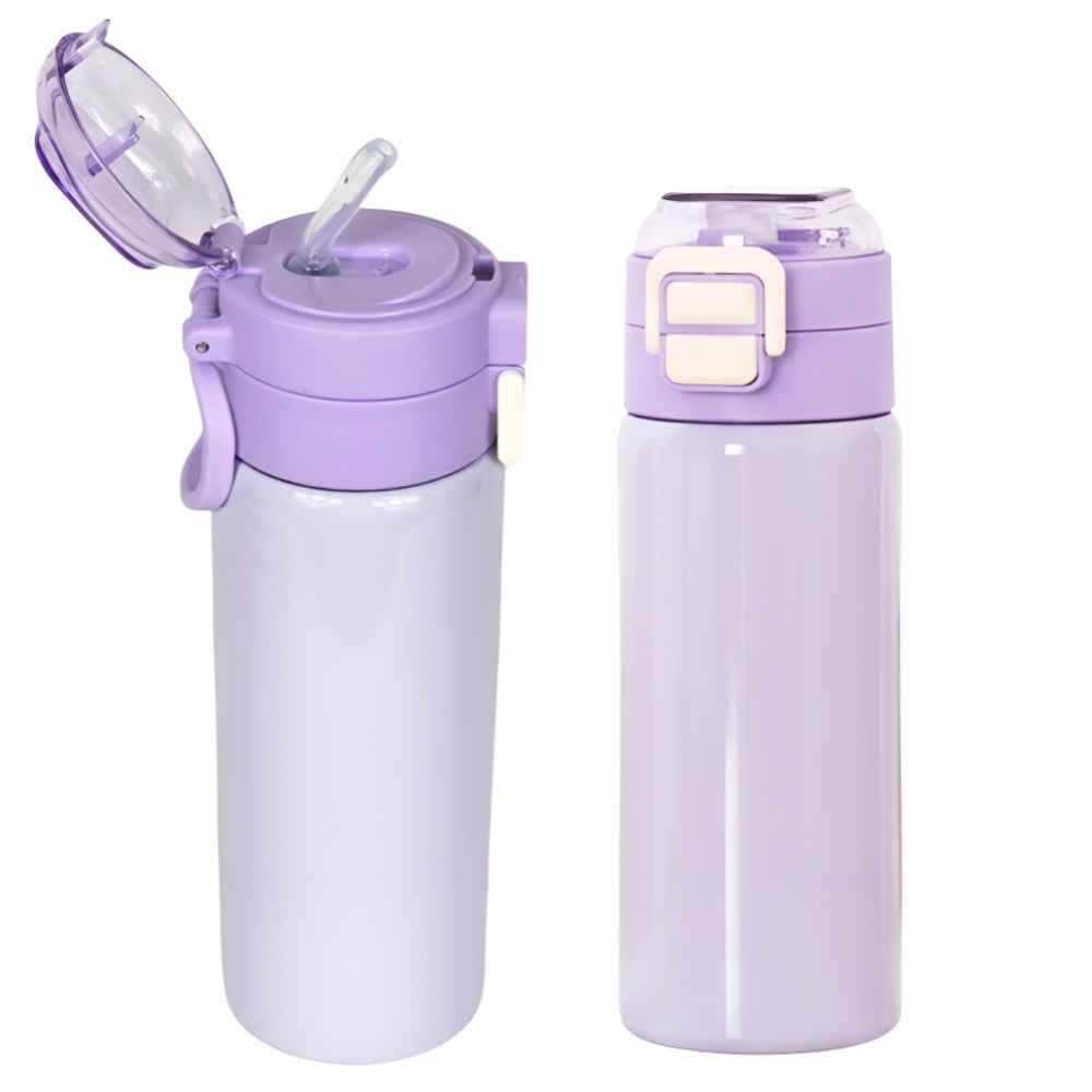 캐시리 비비 실리콘 빨대 스텐 텀블러 초등학생텀블러 보온병, 1개, 500ml, 라벤더퍼플 17,900원