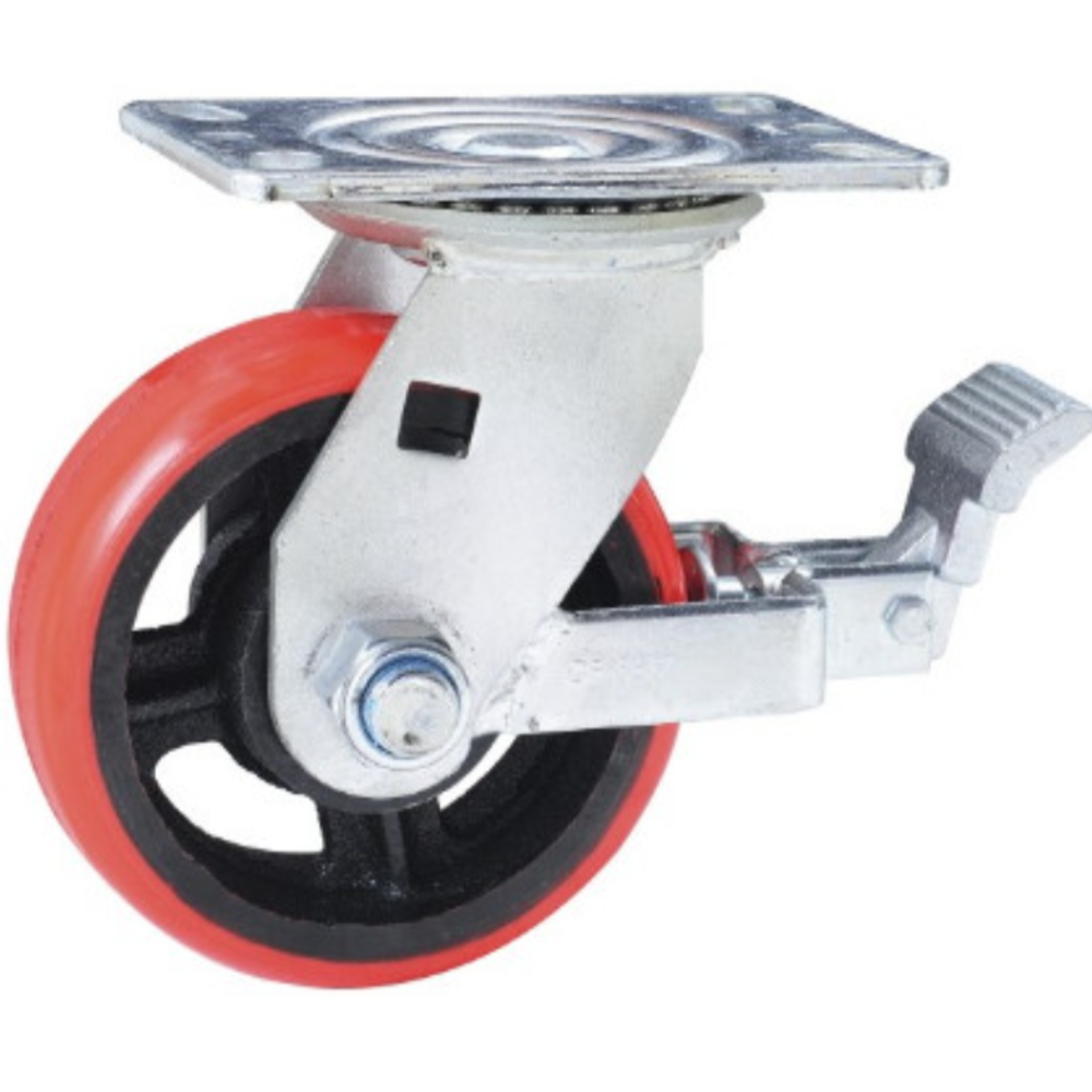 고중량 우레탄 바퀴 15cm(6인치) 회전브레이크 단조 중량 고하중 공업용 산업용 캐스터 폭60mm 450-600KG 스토퍼 규격 도면 경량 경하중 공장 컨테이너 대형 용접 운반 11,400원