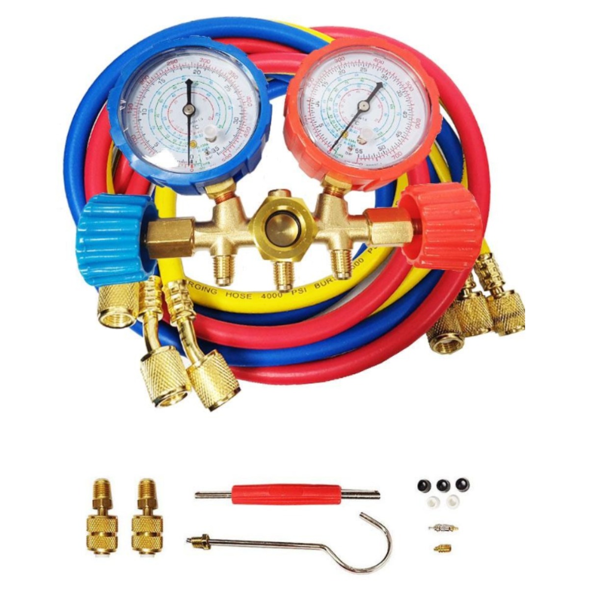 R22 R410 겸용 매니폴드 게이지 세트(고급형) 에어컨 냉매가스 충전 게이지, 1개 37,000원