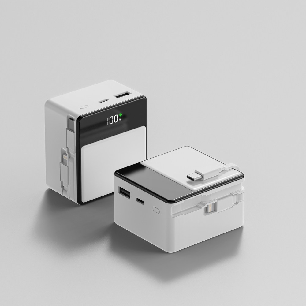 미니덕트 쿼드로 22.5W PD 고속충전 빌트인 케이블 보조배터리 20000mAh, 클리어 화이트, 105555PH 35,020원