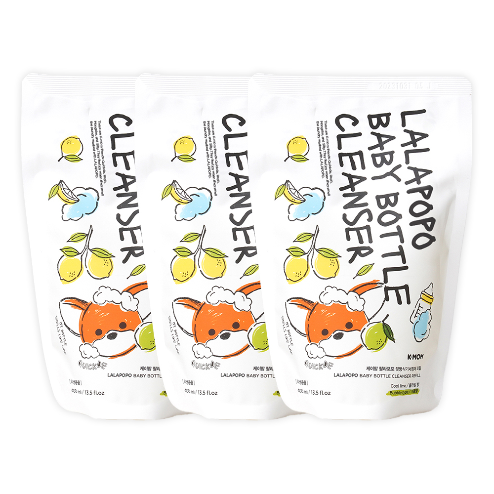 케이맘 랄라포포 유아용 젖병식기세정제 거품형 리필 쿨라임향, 400ml, 3개 8,400원