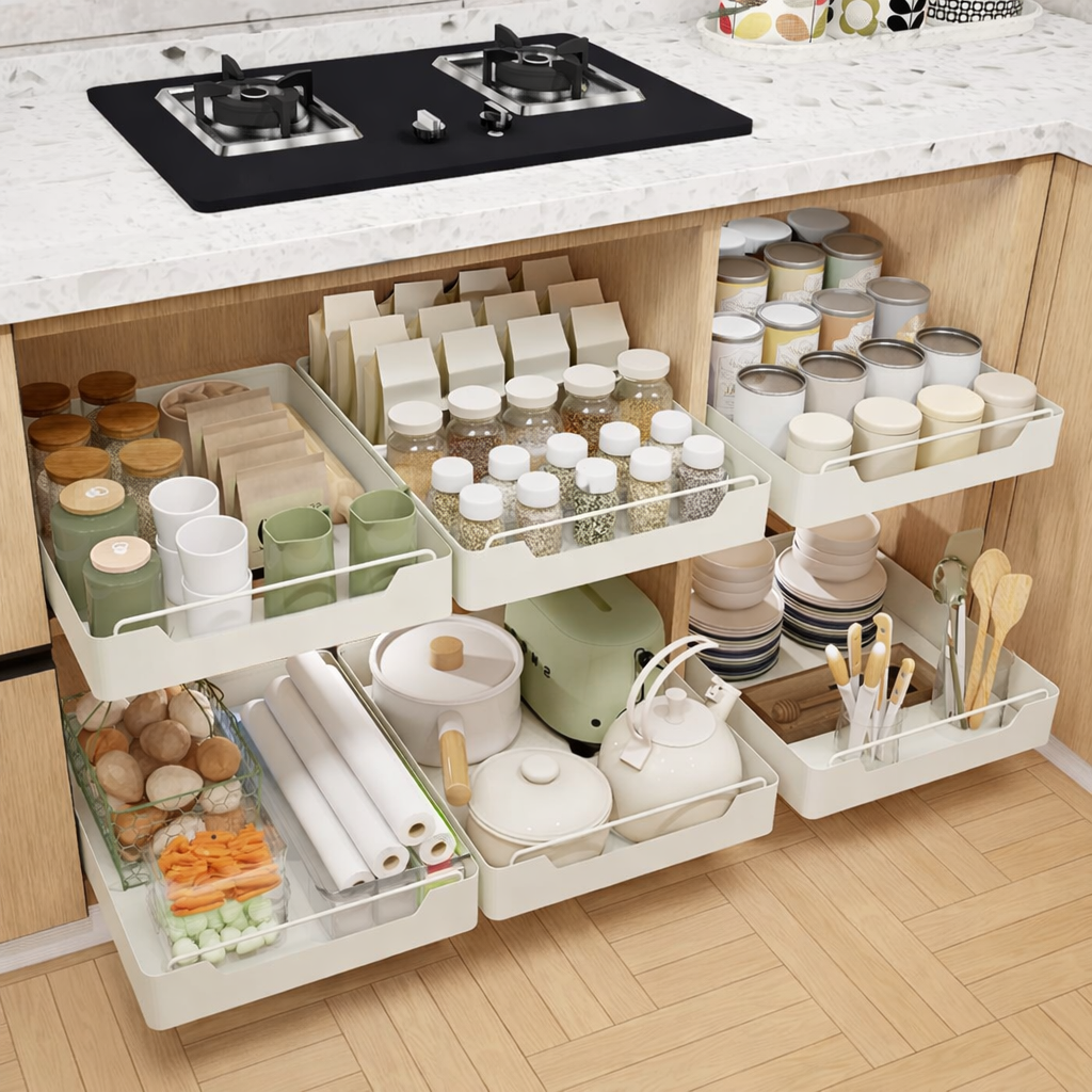 kemei 무타공 슬라이딩 수납선반 주방 싱크대 하부장 다용도 양념 정리대 접착식 11,990원