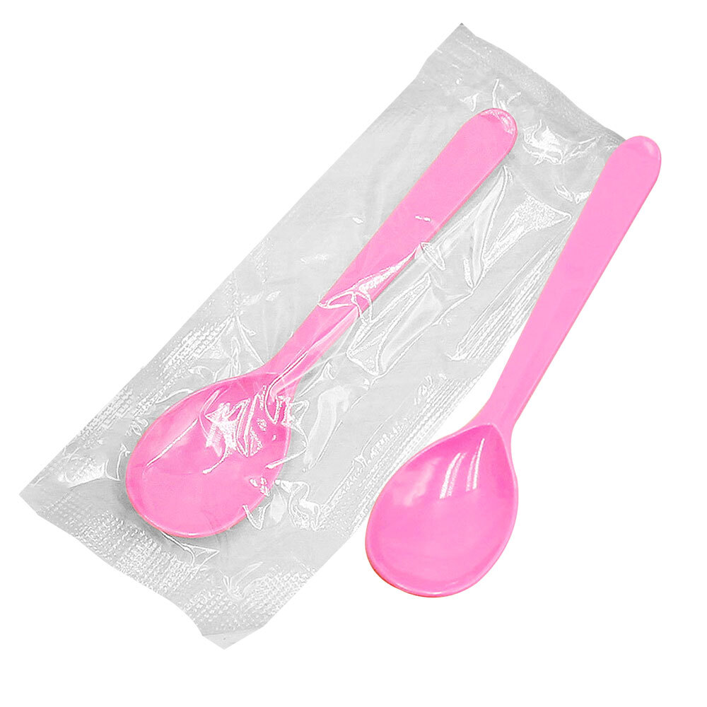 아이스크림 일회용 스푼(대) 핑크 개별 1P 컷팅포장 100개 젤라또 요거트 디저트 일회용수저 3,500원
