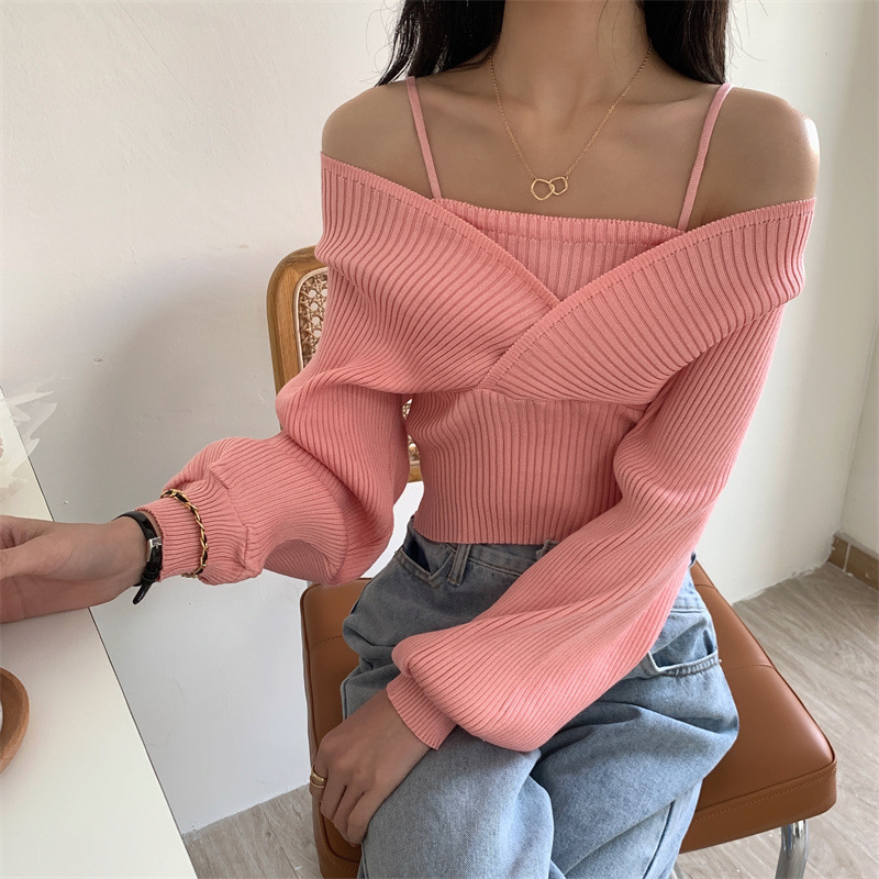 오픈숄더 긴팔 니트 스웨터 가을 겨울 꾸안꾸 루즈핏 5색상 오프숄더 긴팔 스웨터 18,900원