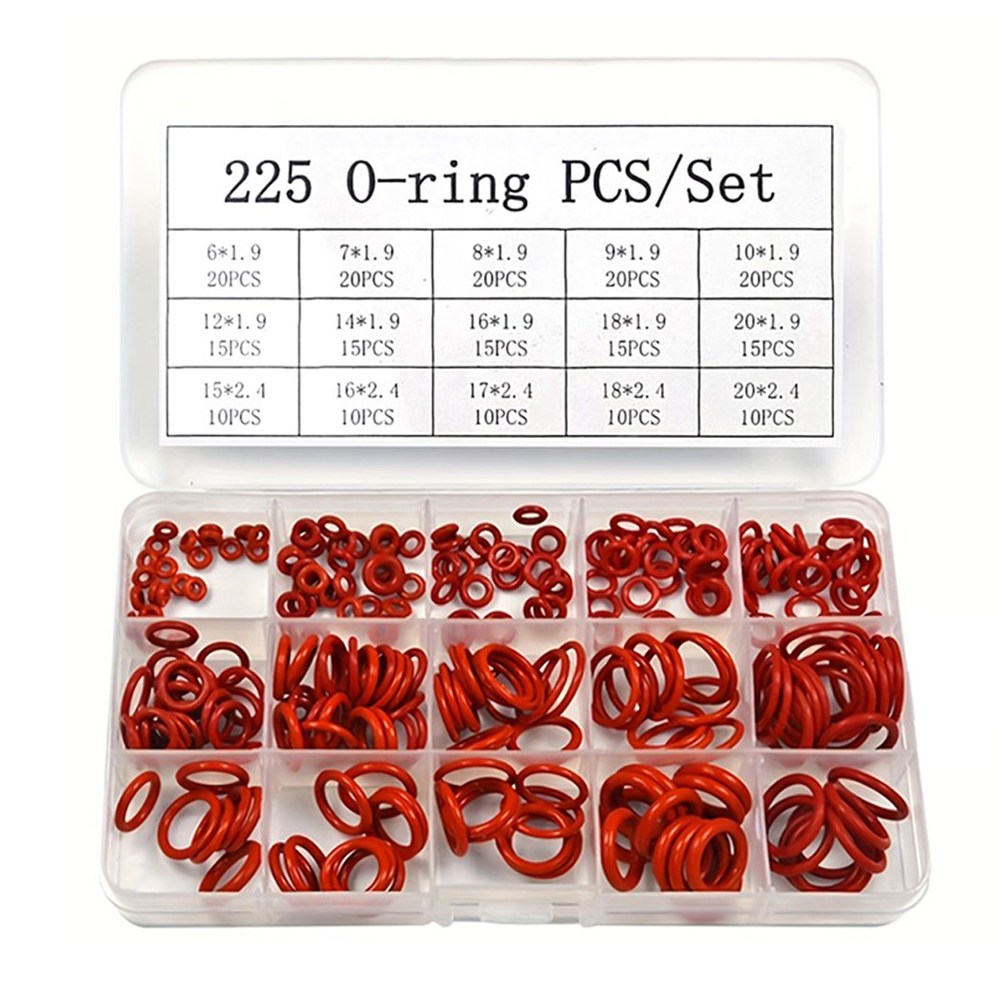 ITL 실리콘 오링 세트 실리콘 블랙 고무링 내열 VMQ 15종 225PCS 레드, 1세트 7,900원