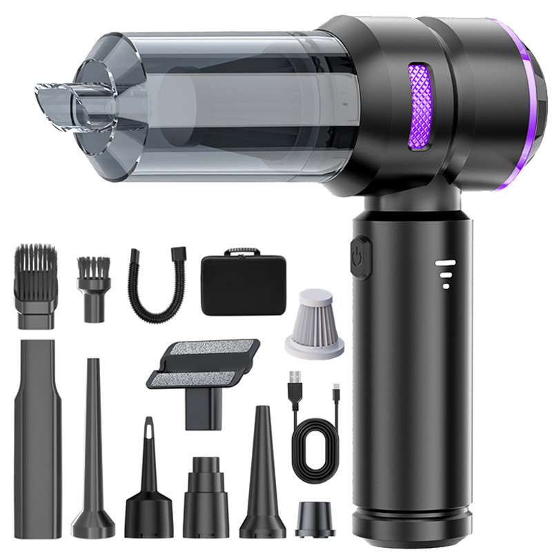 최신형 Voltmate 휴대용 무선 에어건 청소기 차량 가정 야외 흡취일체형 다기능 청소기 LED 전량 표시 BLDC 브러시리스 16000Pa Type-C 포트 진공 포장, 블랙, M12 83,850원
