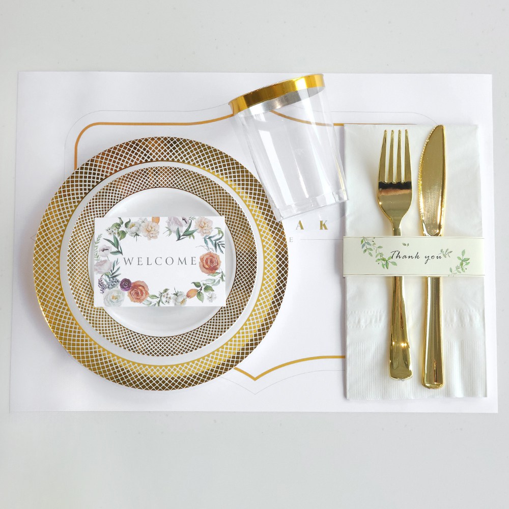 쓱싹 10인 호텔의 품격 80P 고급 일회용 파티 골드 접시 식기 세트, 1세트, 80개입 31,800원