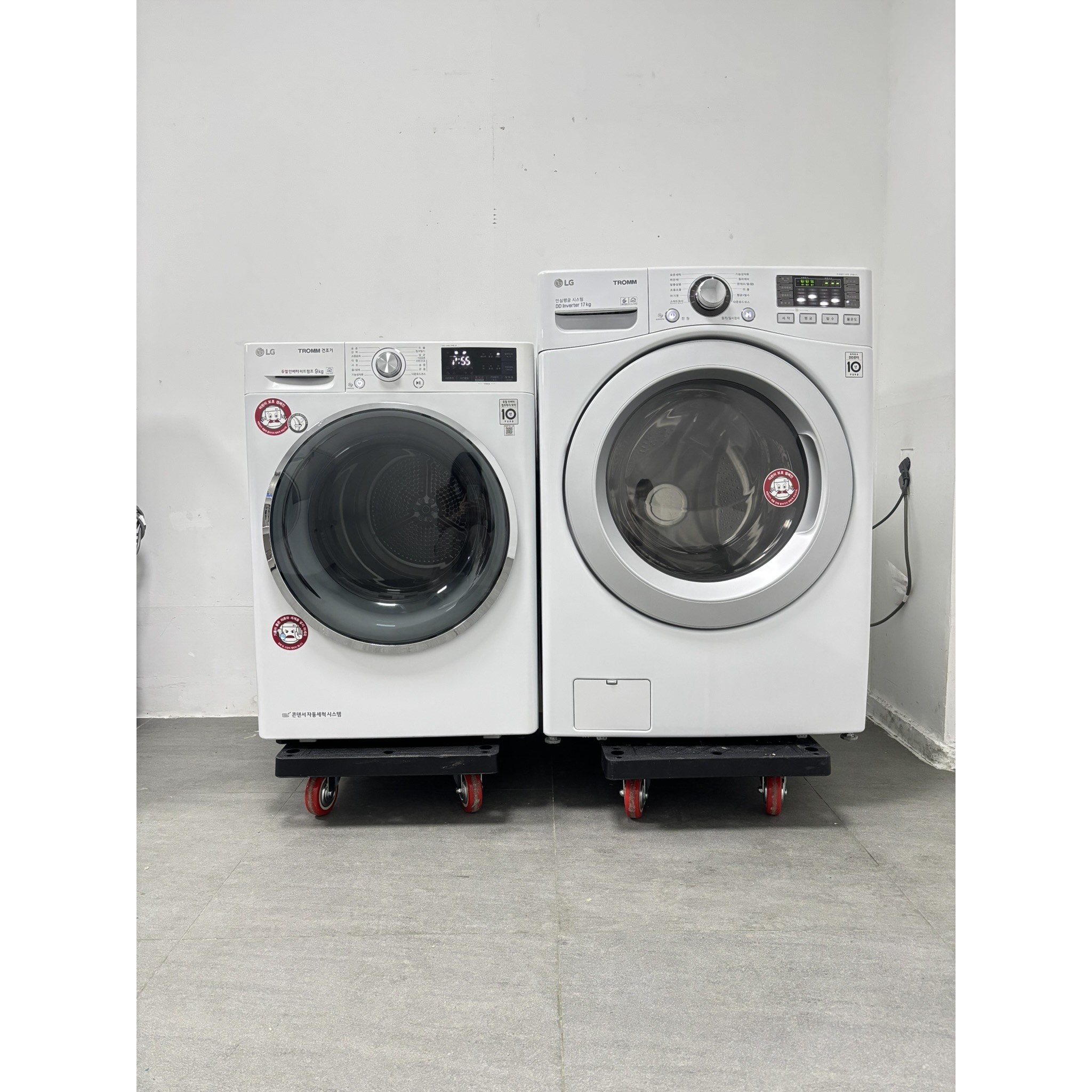 808 LG 트롬 중고세탁기건조기 세트 중고드럼세탁기 17키로 + 중고건조기 9키로 화이트 780,000원