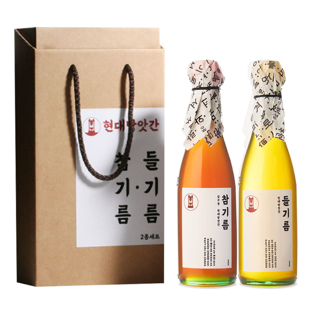 현대방앗간 저온압착 통참깨 참기름 + 저온압착 통들깨 들기름 선물세트, 1세트, 300ml 25,800원