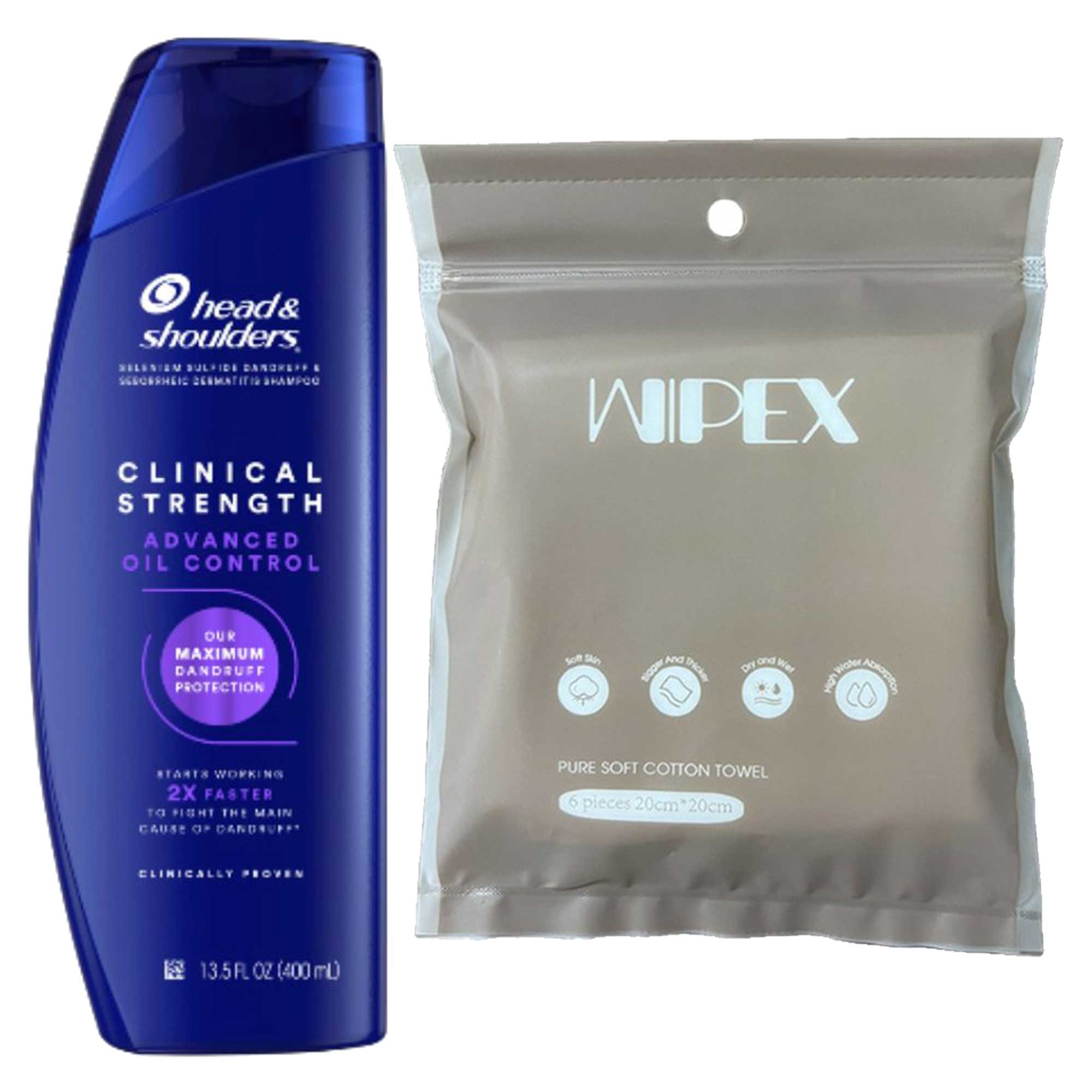 헤드앤숄더 클리니컬 스트렝스 어드밴스드 오일 컨트롤 샴푸 400ml + wipex 퓨어 소프트 코튼 타올 6매입 18,410원