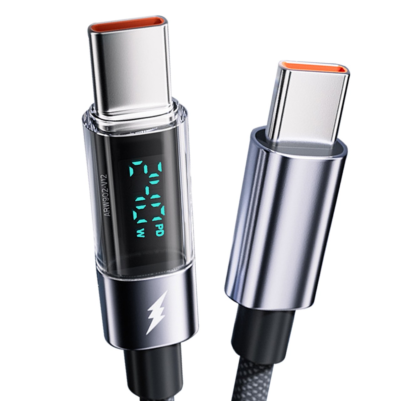 240w C타입 케이블 C to C 초고속 충전 고강도 패브릭 5A PD LED 디스플레이 케이블, 1개, 블랙, 200cm 9,900원