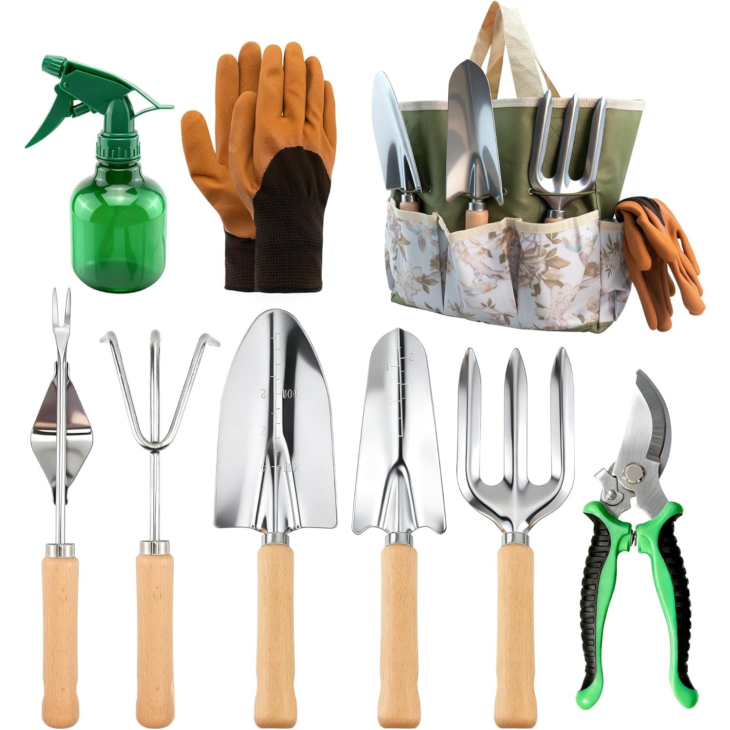 9종 원예도구 세트 전문가용 정원 관리 풀세트 식물 가지치기 용 삽 써레 물뿌리개 세트 공구 그린, 1세트 42,980원